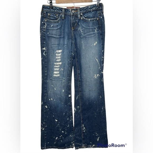 Hint Bleach Splattered Distressed Look Wide Leg Jeans Sz 3 - Picture 1 of 8